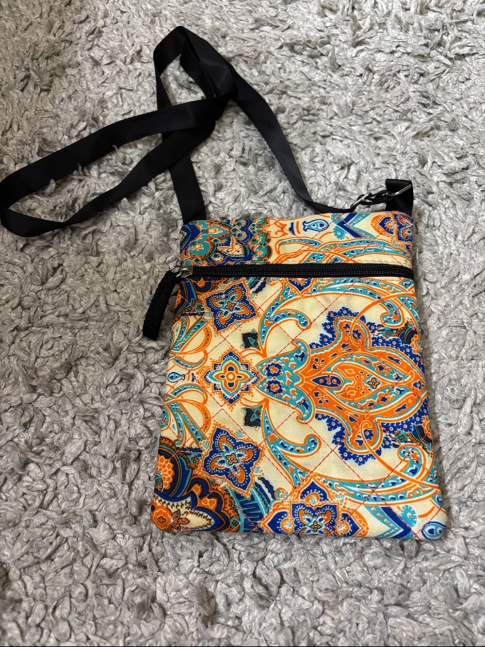 Patterned Crossbody Bag in Orange & Blue